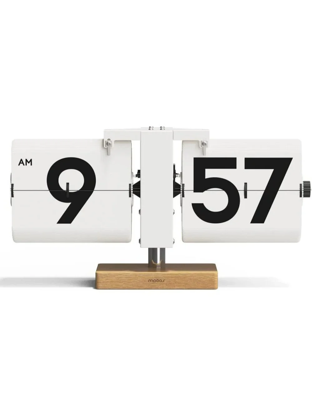 Home White Analog Quartz Large Number Big Wood Vintage Design Flip Desk Clock
